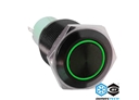 Push-Button DimasTech® Black, 16mm ID, Momentary Action, Led Color Green